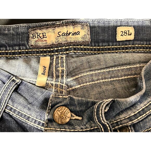 BKE Payton Jeans Y2K Blue 28L Thick Stitch Boot 28 X 33.5 Cotton Blend EUC - Picture 3 of 8